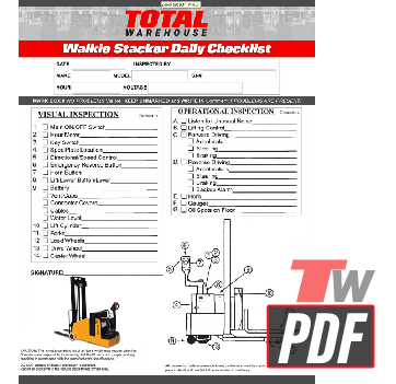 Big Joe CBSeries Counterbalance Walkie Stacker Daily Checklist