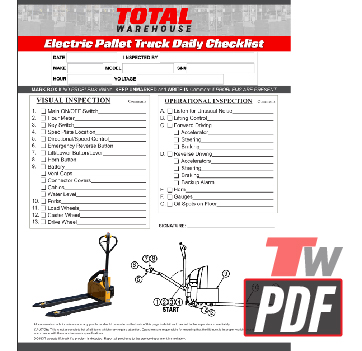 Big Joe LPT26 electric pallet jack daily checklist