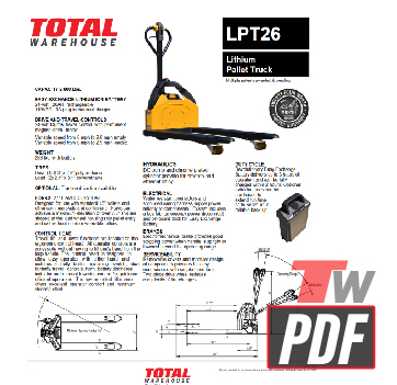 Big Joe LPT26 electric pallet jack specs brochure