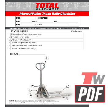 Lift Rite Freezer Pallet Truck Daily Checklist