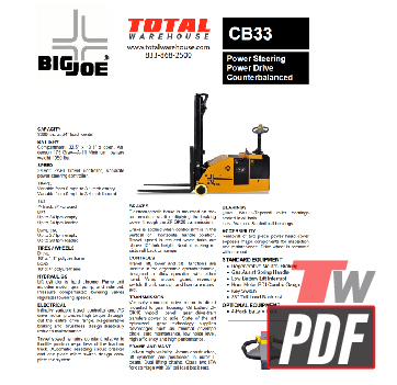 Big Joe CB22 Counterbalance Walkie Stacker Features Brochure