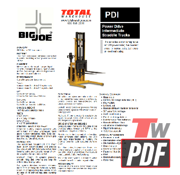 Big Joe PDI Narrow Aisle Walkie Stacker Features Brochure