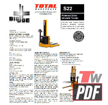 Big Joe S22 Walkie Stacker Features Brochure