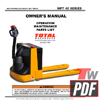 Big Joe WPT45 Electric Pallet Jack Owner's Manual