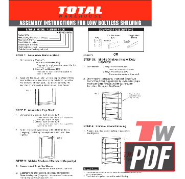 TOTAL WAREHOUSE Boltless Shelving Assembly Instructions