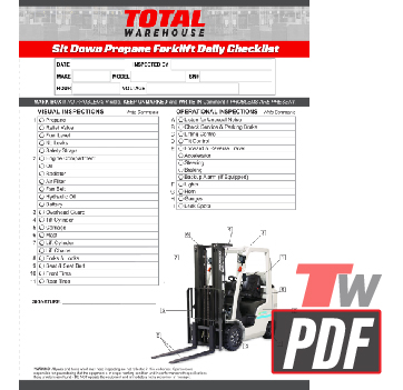 Unicarriers Platinum Cushion Propane Forklift Daily Checklist