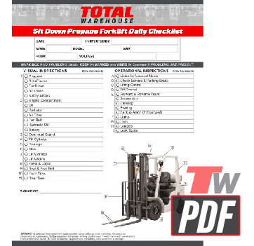 Unicarriers Platinum Series Pneumatic Daily Checklist