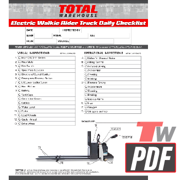 UniCarriers RPX Rider Electric Pallet Jack Daily Checklist