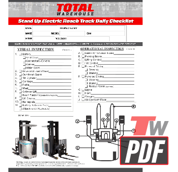 UniCarriers srx standup counterbalance reach forklift daily checklist