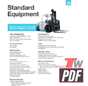 UniCarriers High Capacity Platinum Series Forklift Specs Brochure