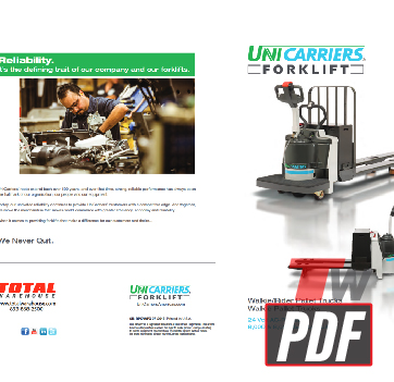 UniCarriers RPX Rider Electric Pallet Jack Features Brochure