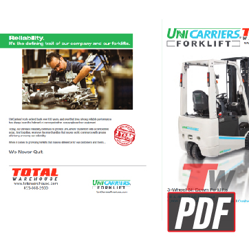 UniCarriers TX 3-Wheel Electric Forklift Specs Brochure