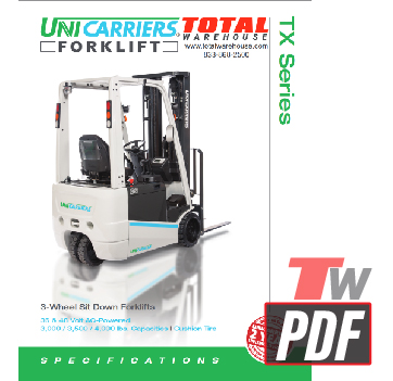 UniCarriers TX 3-Wheel Electric Forklift Spec Sheet