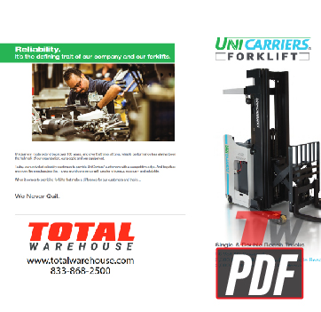 UniCarriers SRX Standup Counterbalance Reach Forklift Features Brochure