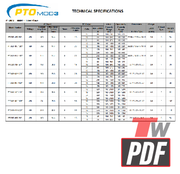 PTO M3 480V 3Phase Technical Specs