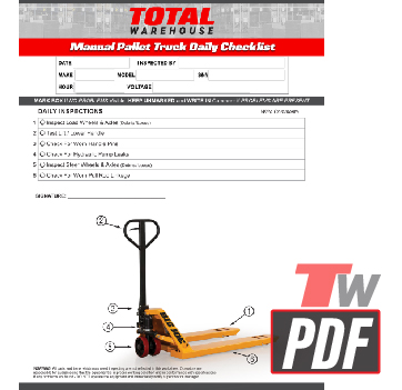 Big Joe Value Series Hand Pallet Truck Daily Checklist