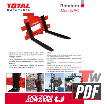 Bolzoni Fork Rotator Specifications Sheet