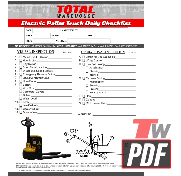 Big Joe LTP-44 Lithium Electric Pallet Jack Checklist