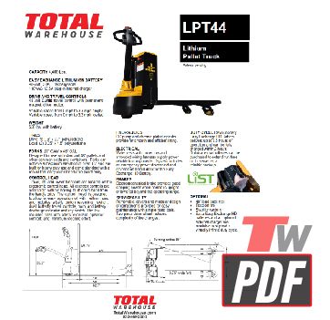 Big Joe LPT-44 Lithium Electric Pallet Jack Specs Brochure