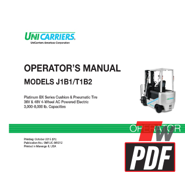 UniCarriers BX 4-Wheel Electric Forklift Operator Manual