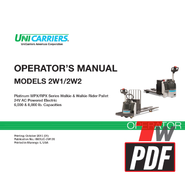 UniCarriers RPX Rider Electric Pallet Jack Operator Manual