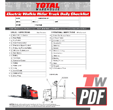 ECR 1102 Rider Pallet Truck Daily Checklist