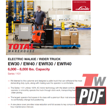 Linde EWR 1101 Electric Walkie Rider  Specs Sheet