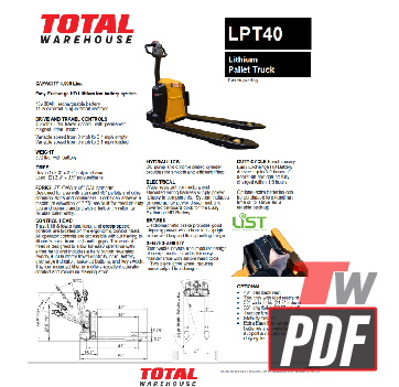 Big Joe LTP-40 Lithium Electric Pallet Jack Specs Brochure