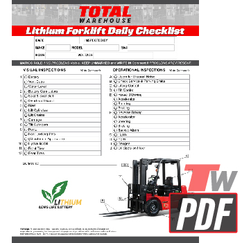 Big Joe LPE-50 Lithium Forklift Daily Checklist