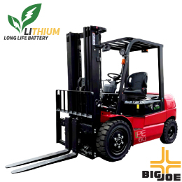 Big Joe LPE-60 - Lithium Electric Forklift - The New LPE-60 Lithium Forklift comes with two drive motors for higher performance and better turning radius.