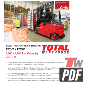 Linde 346 4-Wheel Electric Forklift Specification Brochure