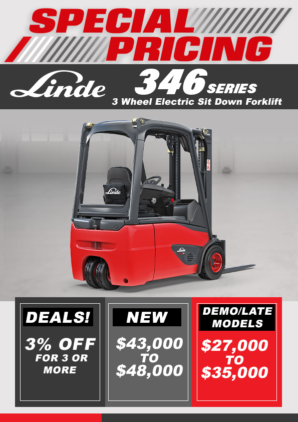 Linde 346 - 3 Wheel Electric Forklift